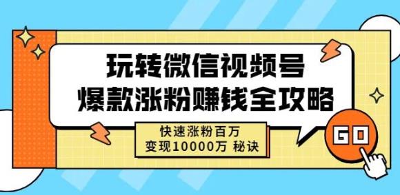 玩转微信视频号爆款涨粉赚钱全攻略，快速涨粉百万变现万元秘诀-展望网