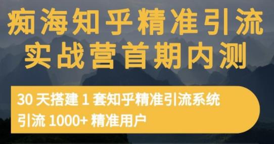 痴海知乎精准引流实战营1-2期，30天搭建1套知乎精准引流系统，引流1000 精准用户-展望网