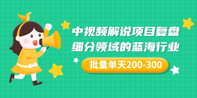 某付费文章：中视频解说项目复盘：细分领域的蓝海行业 批量单天200-300收益-展望网