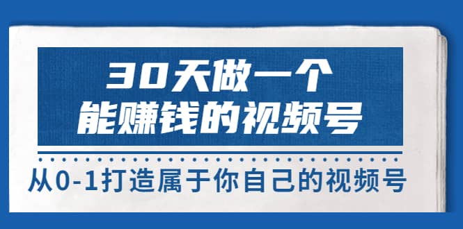 30天做一个能赚钱的视频号,从0-1打造属于你自己的视频号 (14节-价值199)-展望网