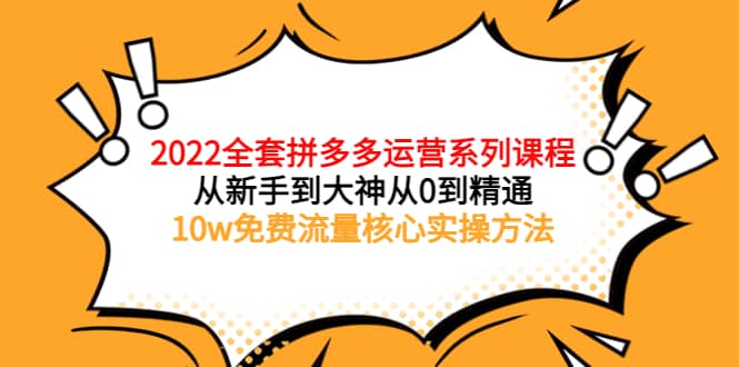 2022全套拼多多运营课程，从新手到大神从0到精通，10w免费流量核心实操方法-展望网