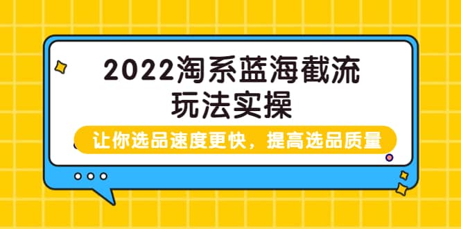 2022淘系蓝海截流玩法实操：让你选品速度更快，提高选品质量（价值599）-展望网