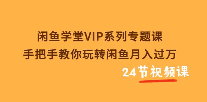 闲鱼学堂VIP系列专题课：手把手教你玩转闲鱼月入过万（共24节视频课）-展望网