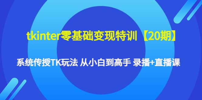 tkinter零基础变现特训【20期】系统传授TK玩法 从小白到高手 录播 直播课-展望网