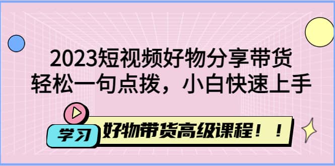 2023短视频好物分享带货，好物带货高级课程，轻松一句点拨，小白快速上手-展望网