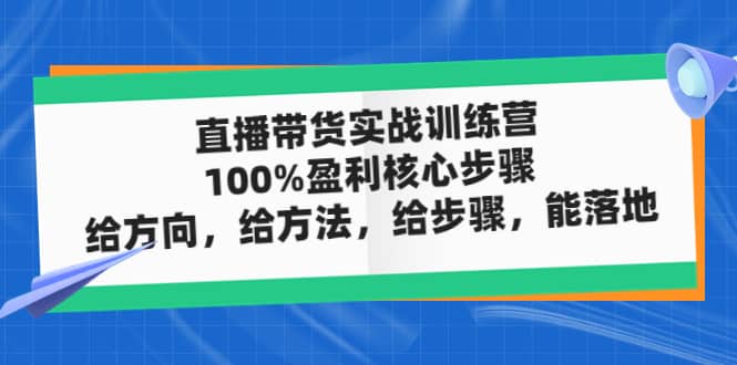 直播带货实战训练营：100%盈利核心步骤，给方向，给方法，给步骤，能落地-展望网