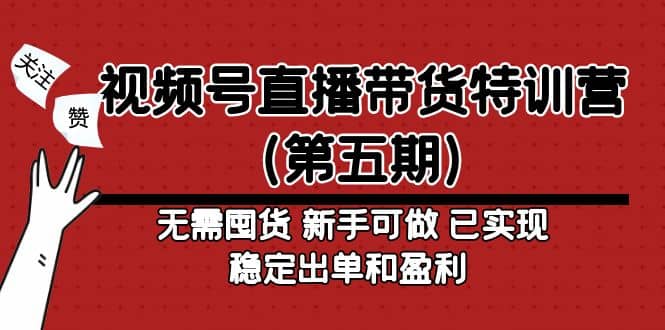 视频号直播带货特训营（第五期）无需囤货 新手可做 已实现稳定出单和盈利-展望网