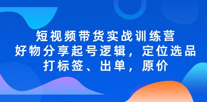 短视频带货实战训练营，好物分享起号逻辑，定位选品打标签、出单，原价-展望网