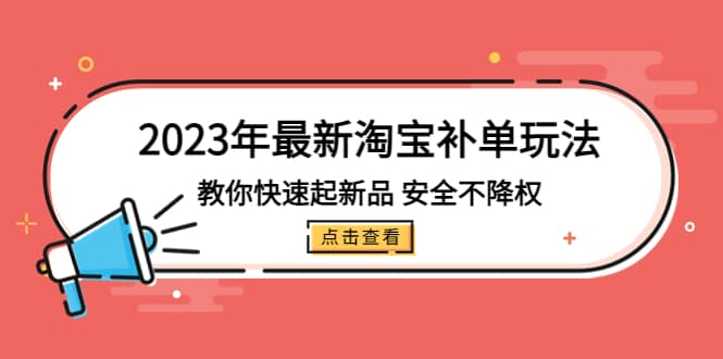 2023年最新淘宝补单玩法，教你快速起·新品，安全·不降权（18课时）-展望网