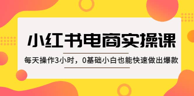 小红书·电商实操课：每天操作3小时，0基础小白也能快速做出爆款-展望网