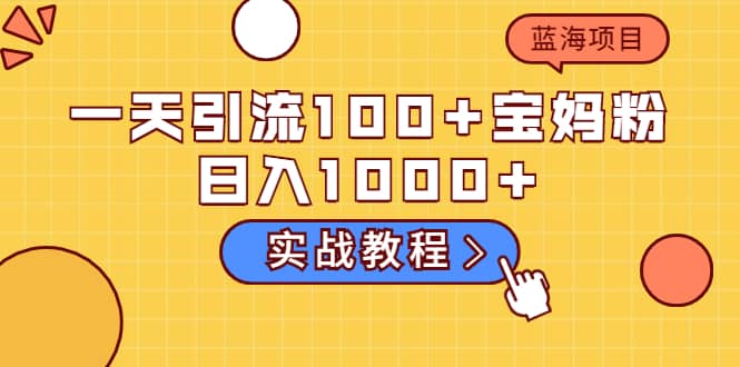 一天引流100 宝妈粉，日入1000 的蓝海项目（实战教程）-展望网