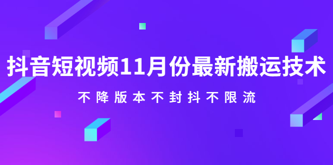 抖音短视频11月份最新搬运技术,不降版本不封抖不限流!【视频课程】-展望网