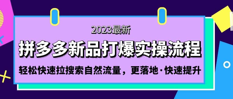 拼多多-新品打爆实操流程:轻松快速拉搜索自然流量,更落地·快速提升-展望网