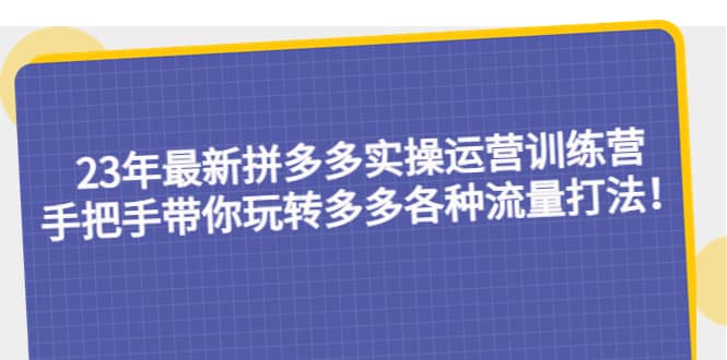 23年最新拼多多实操运营训练营：手把手带你玩转多多各种流量打法！-展望网