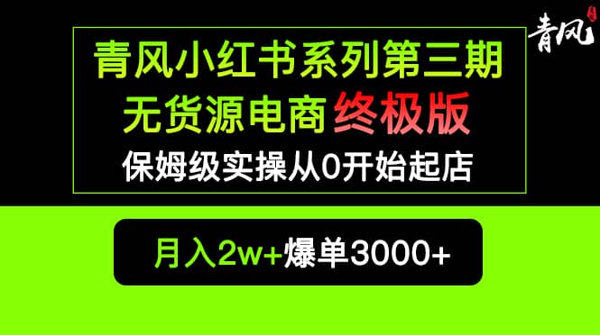 小红书无货源电商爆单终极版【视频教程 实战手册】保姆级实操从0起店爆单-展望网