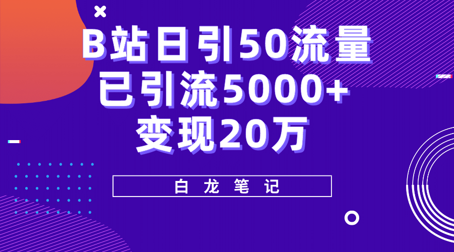 B站日引50 流量，实战已引流5000 变现20万，超级实操课程-展望网