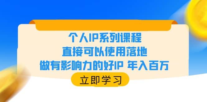 个人IP系列课程，直接可以使用落地，做有影响力的好IP 年入百万-展望网