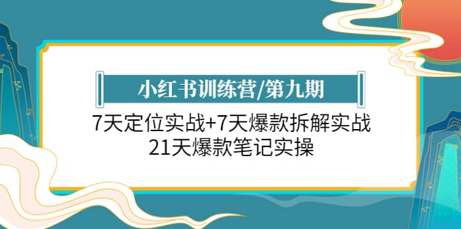 小红书训练营/第九期：7天定位实战 7天爆款拆解实战，21天爆款笔记实操-展望网