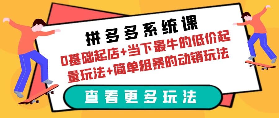 拼多多系统课：0基础起店 当下最牛的低价起量玩法 简单粗暴的动销玩法-展望网