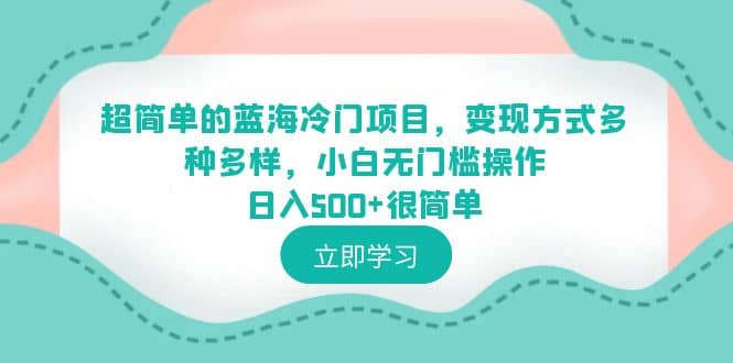 超简单的蓝海冷门项目，变现方式多种多样，小白无门槛操作日入500 很简单-展望网