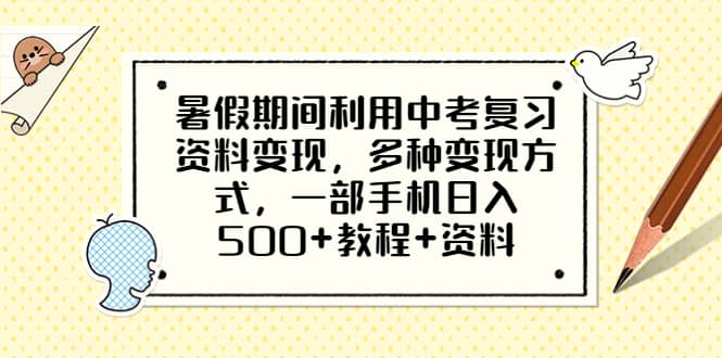 暑假期间利用中考复习资料变现，多种变现方式，一部手机日入500 教程 资料-展望网