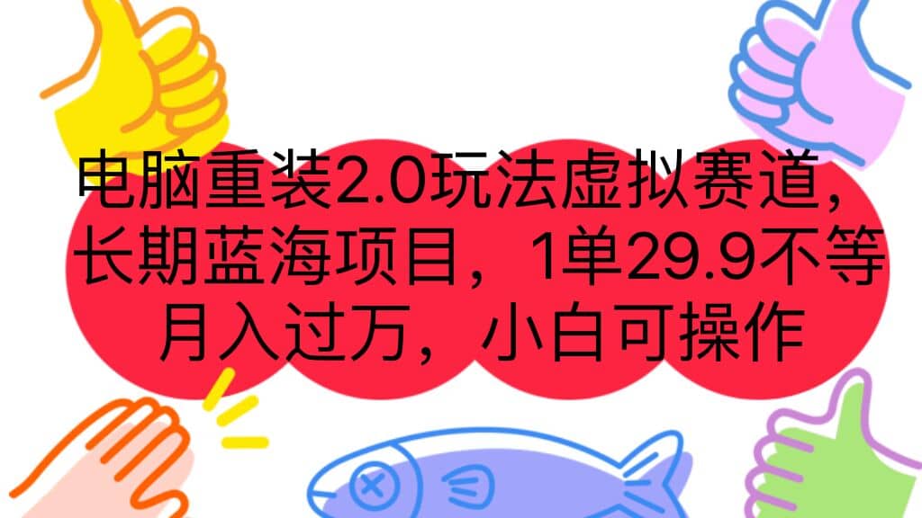 电脑重装2.0玩法虚拟赛道，长期蓝海项目 一单29.9不等 月入过万 小白可操作-展望网