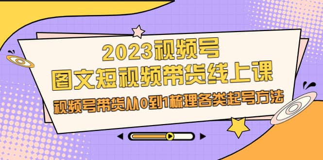 2023视频号-图文短视频带货线上课，视频号带货从0到1梳理各类起号方法-展望网