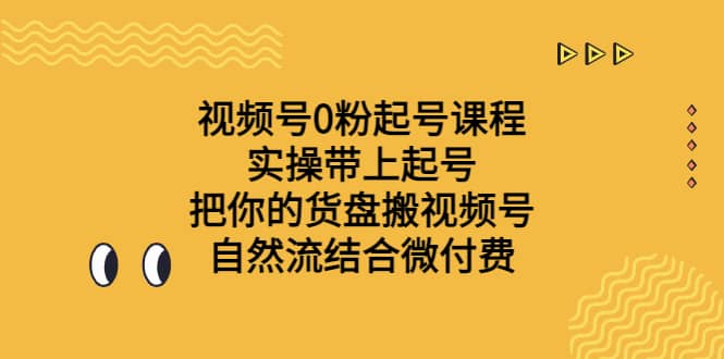 视频号0粉起号课程 实操带上起号 把你的货盘搬视频号 自然流结合微付费-展望网