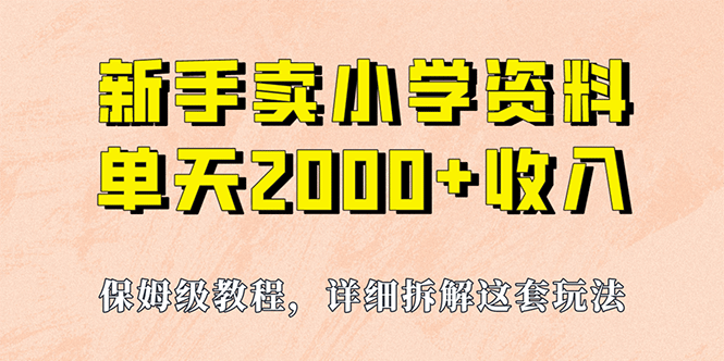 我如何通过卖小学资料，实现单天2000 ，实操项目，保姆级教程 资料 工具-展望网
