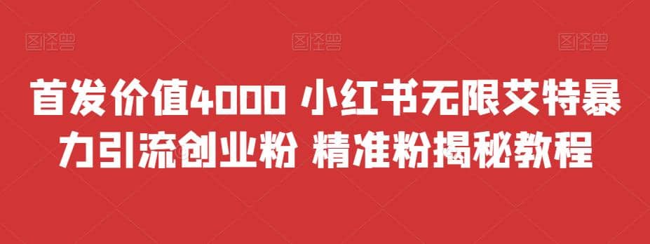 首发价值4000 小红书无限艾特暴力引流创业粉 精准粉揭秘教程-展望网