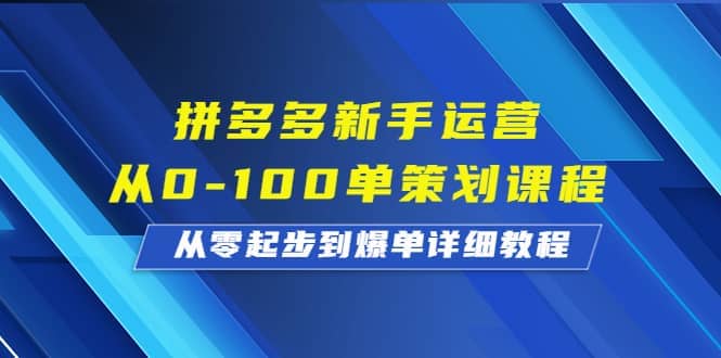 拼多多新手运营从0-100单策划课程，从零起步到爆单详细教程-展望网