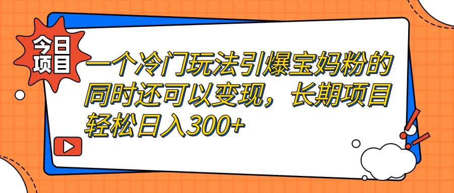一个冷门玩法引爆宝妈粉的同时还可以变现，长期项目轻松日入300-展望网