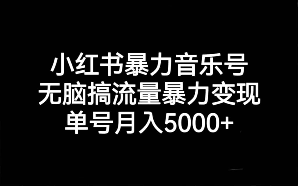 小红书暴力音乐号，无脑搞流量暴力变现，单号月入5000-展望网