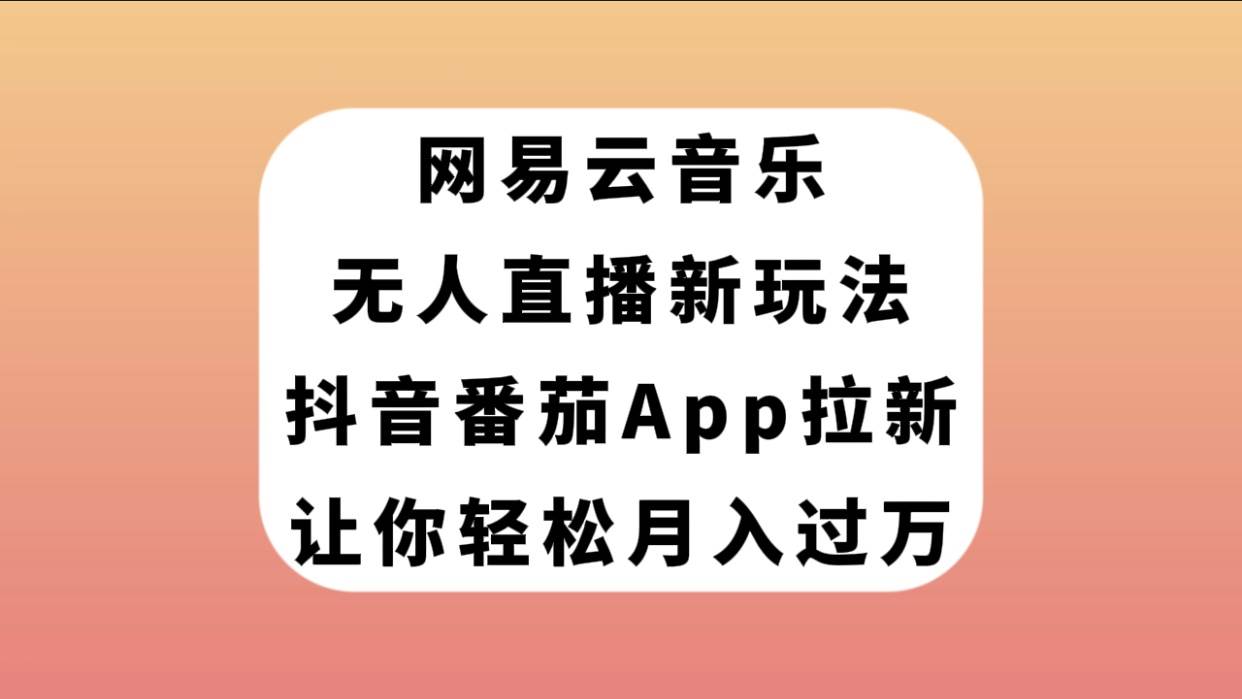 网易云音乐无人直播新玩法，抖音番茄APP拉新，让你轻松月入过万-展望网