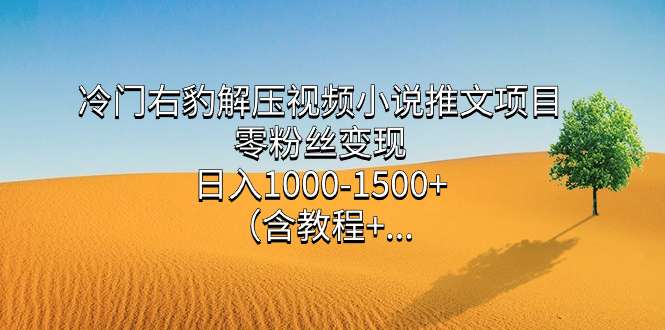冷门右豹解压视频小说推文项目，零粉丝变现，日入1000-1500 （含教程）-展望网