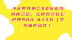 小众软件助力QQ短视频另类玩法，无需剪辑轻松日赚500-800元（支持矩阵...-展望网