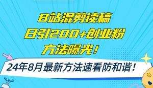B站混剪读稿日引200+创业粉方法4.0曝光，24年8月最新方法Ai一键操作 速...-展望网