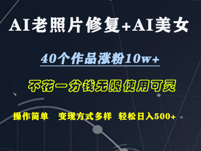 AI老照片修复+AI美女玩发  40个作品涨粉10w+  不花一分钱使用可灵  操作简单  变现方式多样话   轻松日去500+-展望网