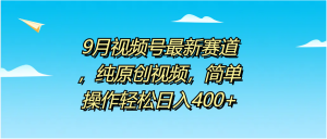 9月视频号最新赛道,纯原创视频,简单操作轻松日入400+-展望网
