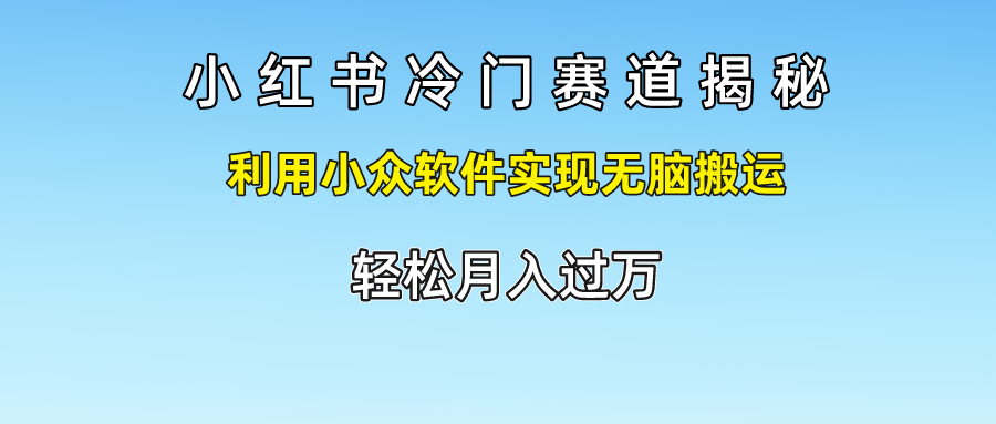 小红书冷门赛道揭秘,轻松月入过万，利用小众软件实现无脑搬运，-展望网