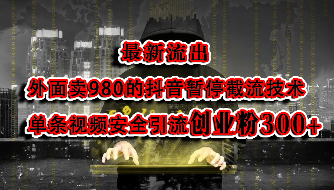 最新流出:外面卖980的抖音暂停截流技术单条视频安全引流创业粉300+-展望网