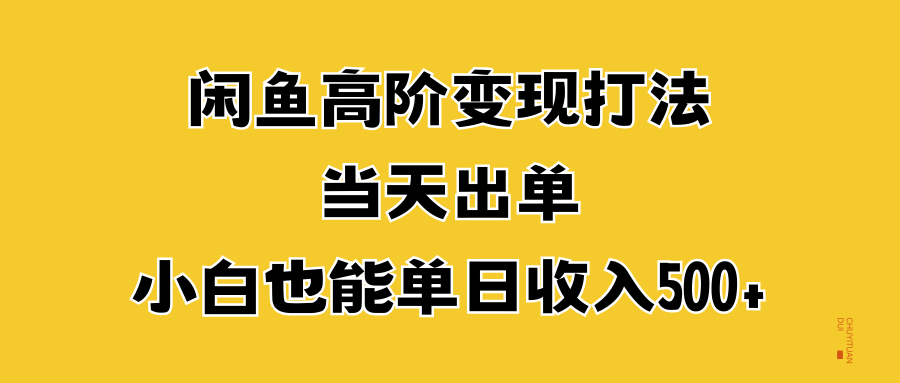 闲鱼高阶变现打法，当天出单，小白也能单日收入500+-展望网