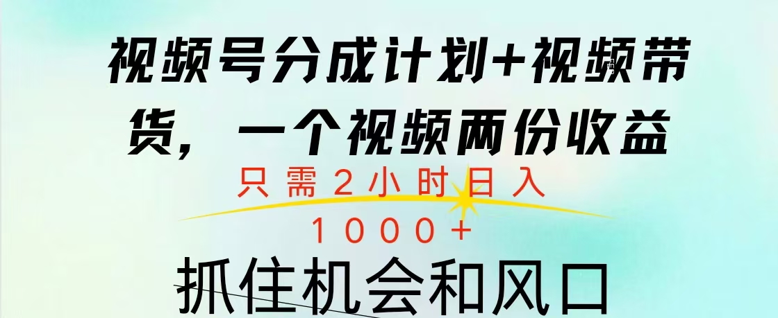 视频号橱窗带货, 10分钟一个视频, 2份收益,日入1000+-展望网