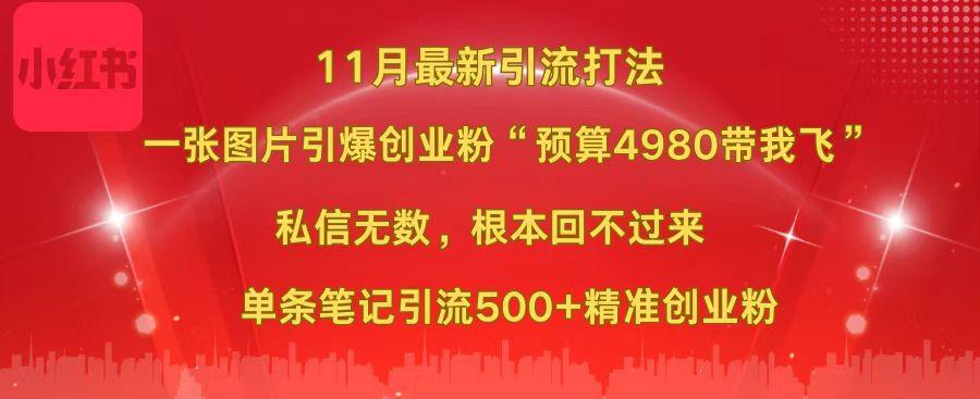 小红书11月最新图片打法，一张图片引爆创业粉“预算4980带我飞”，私信无数，根本回不过来，单条笔记引流500+精准创业粉-展望网