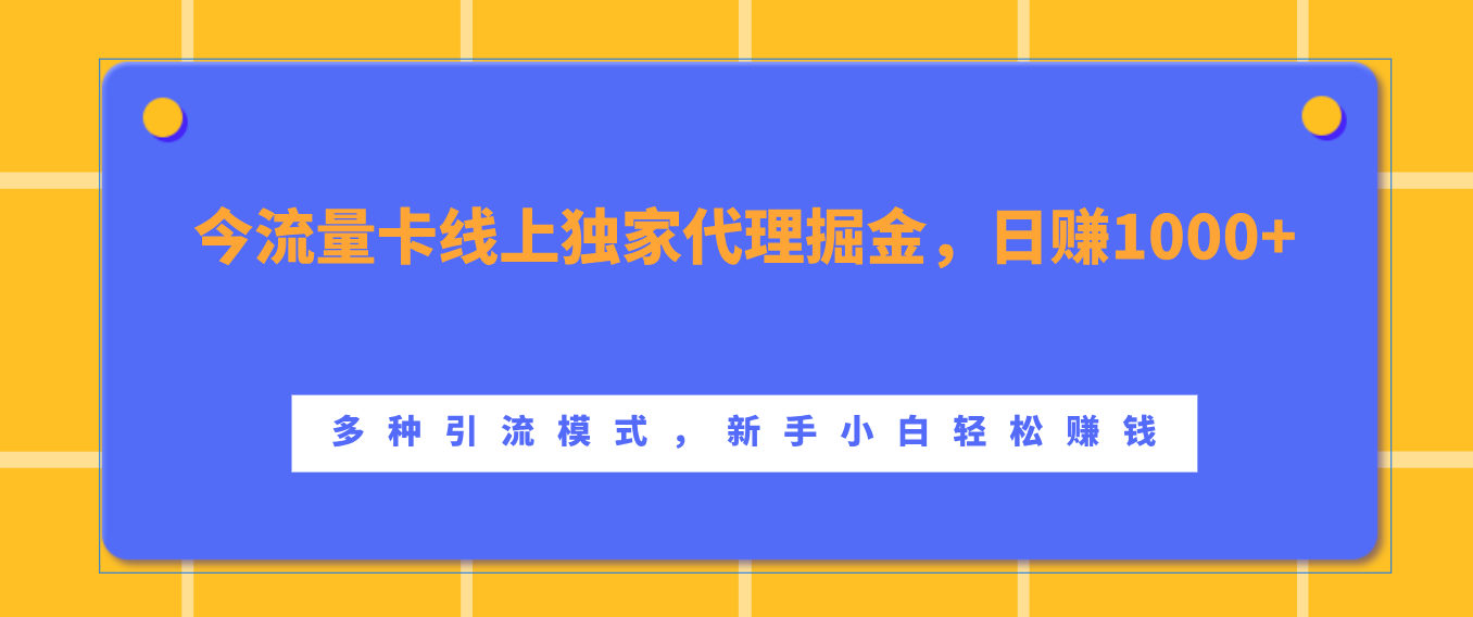流量卡线上独家代理掘金,日赚1000+ ,多种引流模式,新手小白轻松赚钱-展望网
