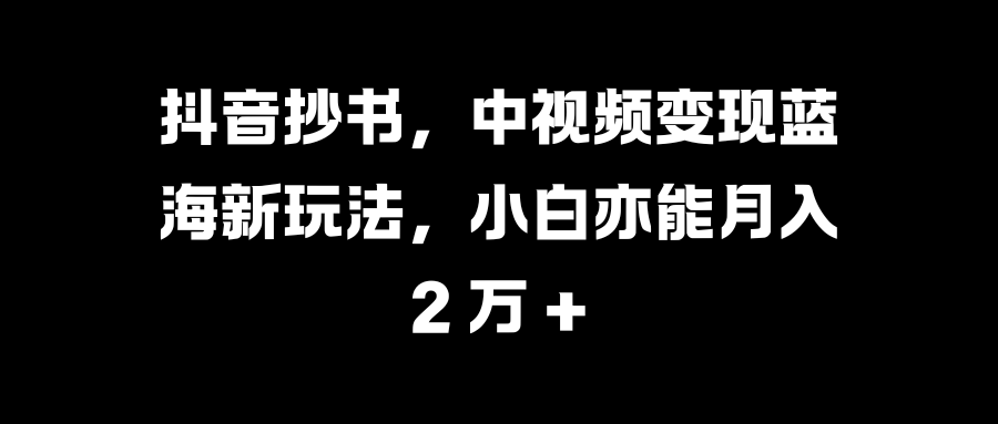 抖音抄书，中视频变现蓝海新玩法，小白亦能月入 2 万 +-展望网