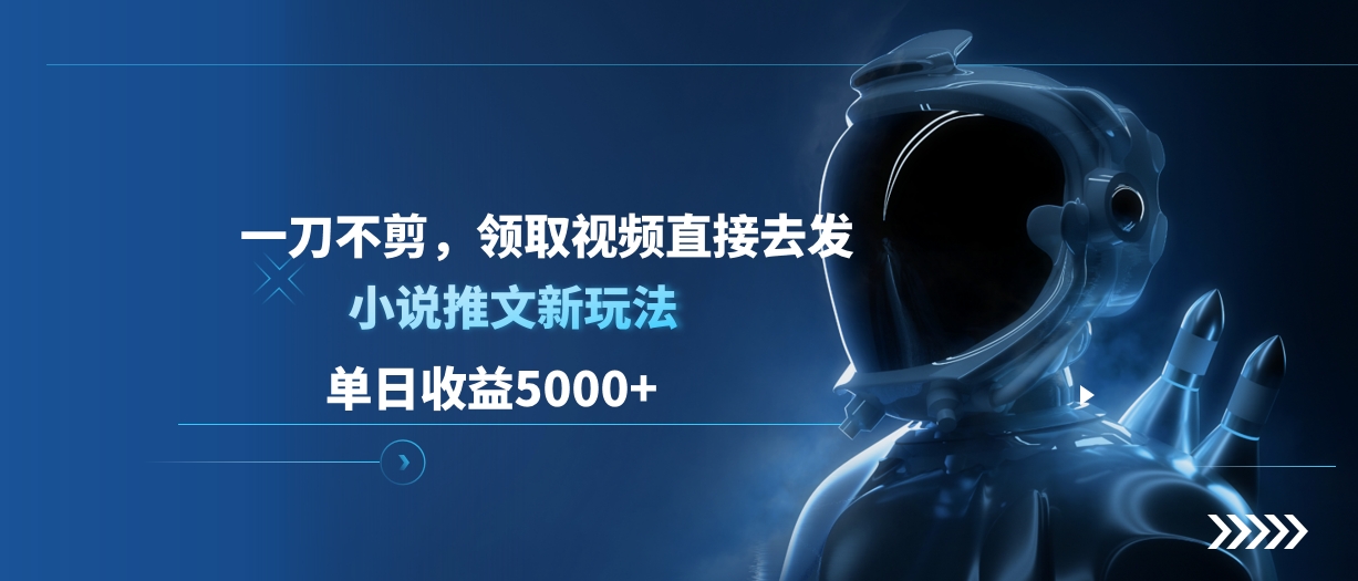 单日收益5000+，小说推文新玩法，一刀不剪，领取视频直接去发-展望网