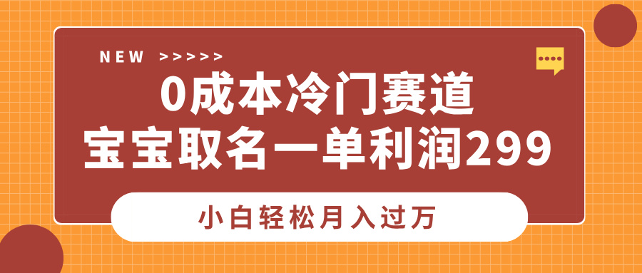 0成本冷门赛道，宝宝取名一单利润299，小白轻松月入过万-展望网