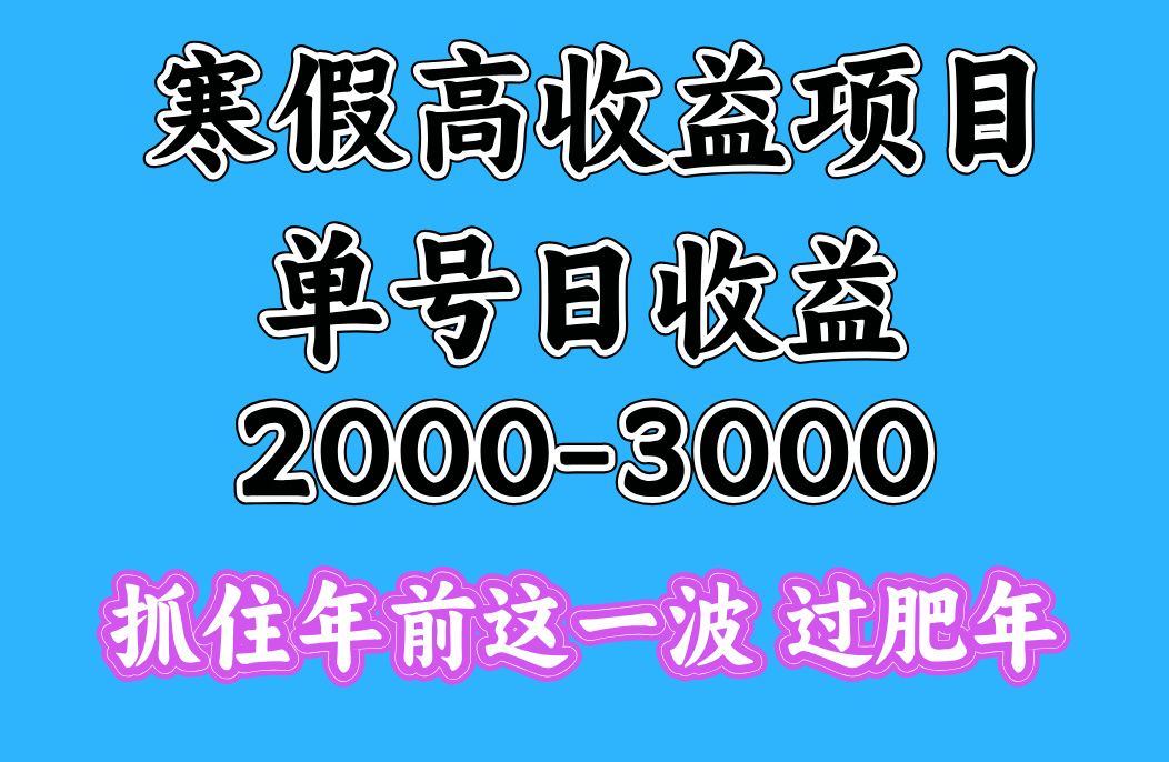 寒假期间一天收益2000-3000+，抓住年前这一波-展望网