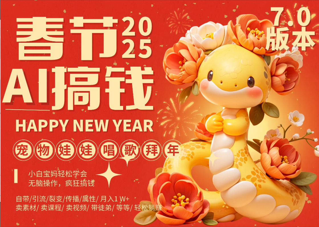 AI春节搞钱7.0升级版 蝴蝶号超火爆萌宠唱歌拜年  AI一键制作 批量出内容   春节做轻松躺赚 每日轻松十分钟  月赚米1W+  抓紧冲！可做视频 可卖素材只带小白和宝妈！-展望网